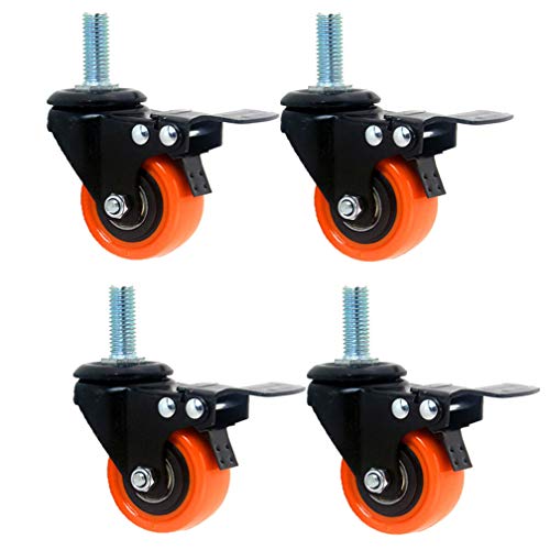 Hochwertige 1,5/2 Zoll Polyurethan-Lenkrollen mit Bremse – 4er-Set Lenkrollen for Möbel, Bürostühle und mehr(50mm M10 4 With Brake) von PRPRP