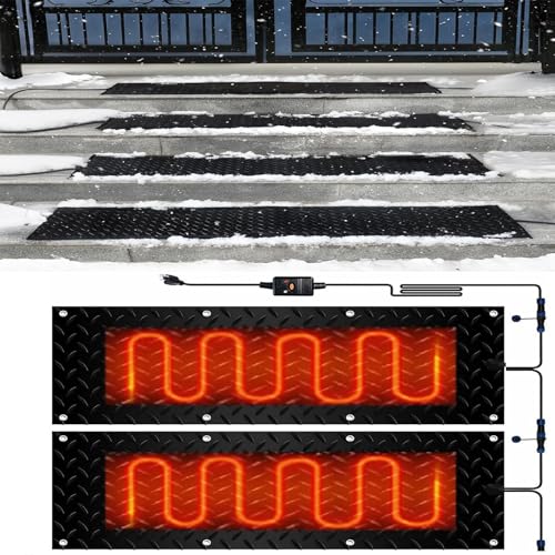 Outdoor-Schneeschmelzmatten – rutschfeste Gummi-Eisschmelzmatte for Dächer, Treppen und Gehwege – effiziente Schneeräumung im Winter(25.4x120cmx2Pcs) von PRPRP