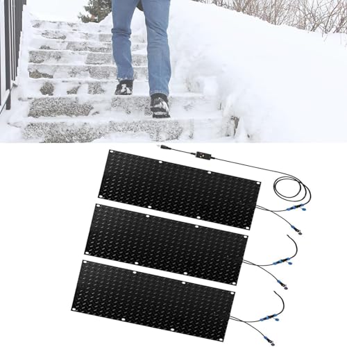 Premium Anti-Rutsch-Schneeschmelzmatten for den Winter – Wasserdichte elektrische Matten for Treppen, Gehwege und Dächer – mit Netzkabel(25.4x120cmx3Pcs) von PRPRP