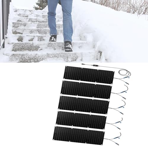 Premium Anti-Rutsch-Schneeschmelzmatten for den Winter – Wasserdichte elektrische Matten for Treppen, Gehwege und Dächer – mit Netzkabel(30x60cmx5Pcs) von PRPRP