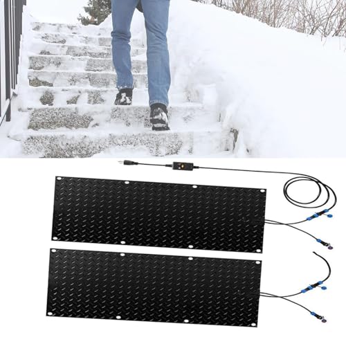 Premium Anti-Rutsch-Schneeschmelzmatten for den Winter – Wasserdichte elektrische Matten for Treppen, Gehwege und Dächer – mit Netzkabel(40x200cmx2Pcs) von PRPRP