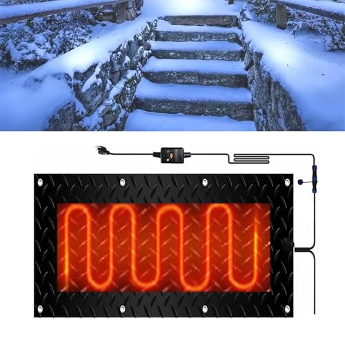 Rutschfeste Schneeschmelzmatte – 360 W Gummi-Wintermatte for den Außenbereich for Treppen, Gehwege, Einfahrten und Türen(40x120cmx1Pcs) von PRPRP
