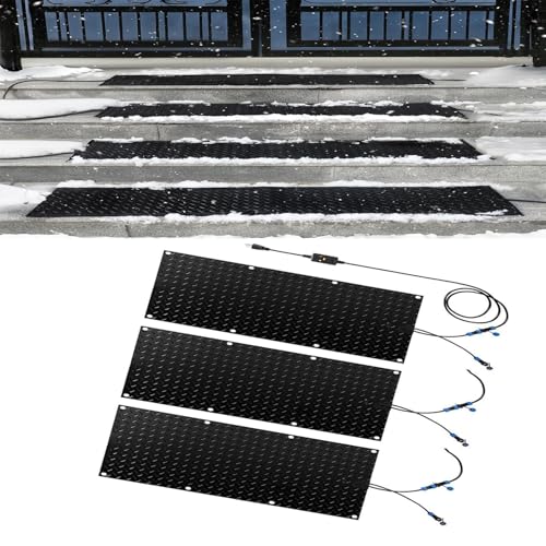 Schneeschmelzende Gehwegmatte – rutschfeste Gummimatte for den Außenbereich mit Netzkabel zur Schneeräumung im Winter(25.4x76.2cmx3Pcs) von PRPRP