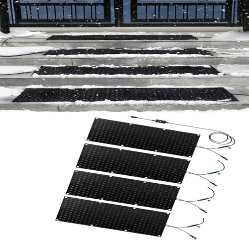 Schneeschmelzende Gehwegmatte – rutschfeste Gummimatte for den Außenbereich mit Netzkabel zur Schneeräumung im Winter(40x60cmx4Pcs) von PRPRP