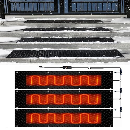 Schneeschmelzmatte for Außentreppen, Türen und Gehwege – Rutschfeste Gummimatte for schnellen Entfernen von Schnee und Eis(30x150cmx3Pcs) von PRPRP