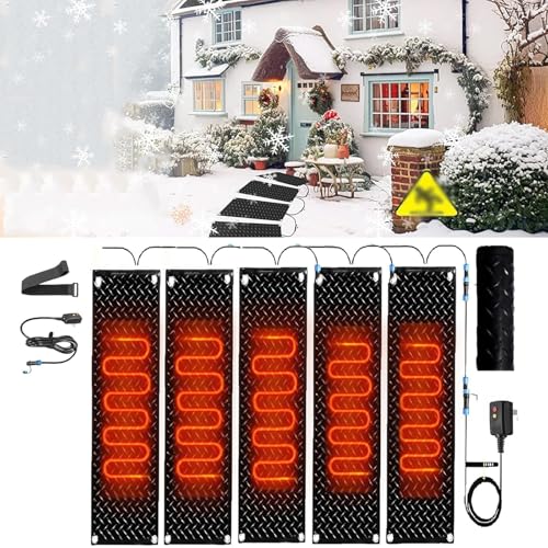 Schneeschmelzmatte for Außentreppen – rutschfest, mit 2 Zoll/h Schmelzgeschwindigkeit, 6 Fuß langem Netzkabel und Verbindungsleitung(40x200cmx5Pcs) von PRPRP