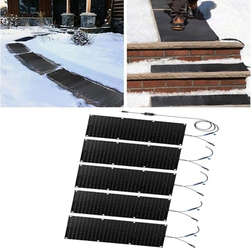 Schneeschmelzmatte for den Außenbereich – rutschfeste Gummiunterlage for Treppen, Gehwege und Einfahrten – Lösung for schnellen Schmelzen von Eis und Schnee(40x200cmx5Pcs) von PRPRP