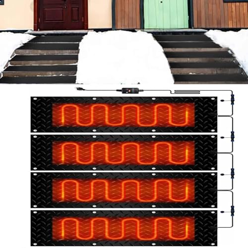 Schneeschmelzmatte – rutschfeste Gehwegunterlage for den Außenbereich for den Winter – effiziente Lösung for Schmelzen von Eis und Schnee for Treppen und Türen(25.4x76.2cmx4Pcs) von PRPRP