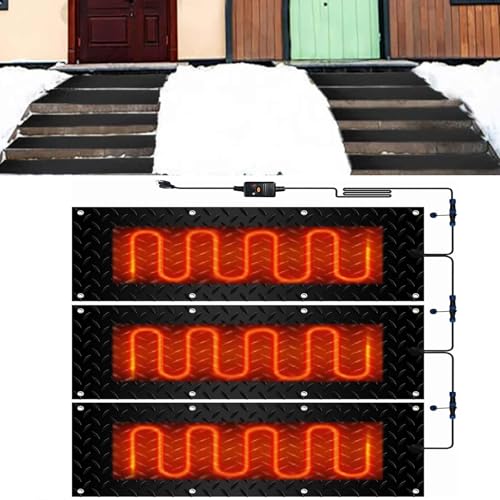 Schneeschmelzmatte – rutschfeste Gehwegunterlage for den Außenbereich for den Winter – effiziente Lösung for Schmelzen von Eis und Schnee for Treppen und Türen(30x120cmx3Pcs) von PRPRP