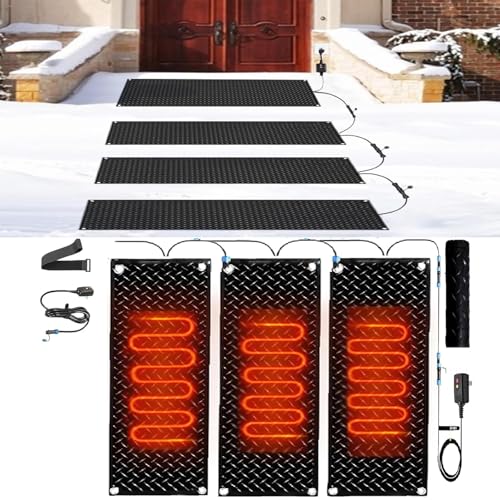 Schneeschmelzmatte – rutschfeste Gummi-Gehwegmatte for den Winter, 360-W-Schneeschmelzgerät for Treppen, Türen, Einfahrten(30x90cmx3Pcs) von PRPRP