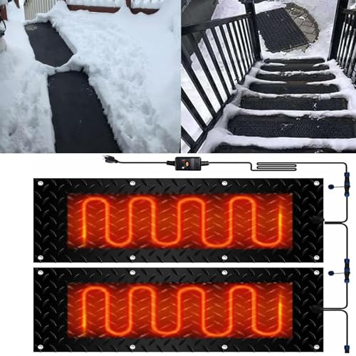 Schneeschmelzmatte – rutschfeste Gummimatte for den Außenbereich im Winter – 360 W Schneeschmelzpad mit Netzkabel – sicher und effizient(30x150cmx2Pcs) von PRPRP