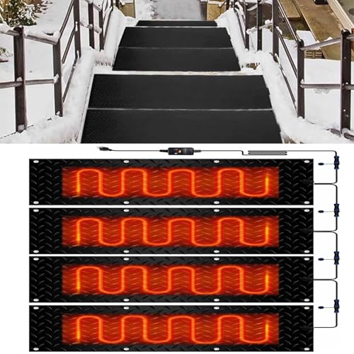 Schneeschmelzmatten for Außentreppen, Türen und Einfahrten – rutschfest, wasserdicht und einfach zu installieren(25.4x76.2cmx4Pcs) von PRPRP