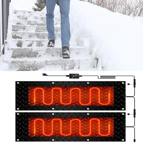 Schneeschmelzmatten for Außentreppen – Anti-Rutsch-Gummimatten mit Netzkabel for die Eis- und Schneeräumung im Winter(30x150cmx2Pcs) von PRPRP