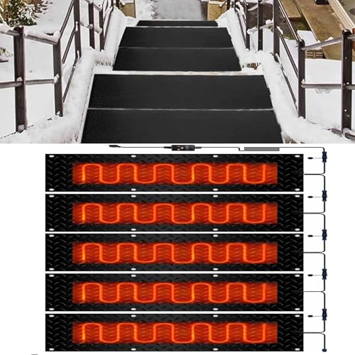 Schneeschmelzmatten for Einfahrten und Gehwege im Außenbereich – Anti-Rutsch-Gummipads mit Netzkabel for den Winter(25.4x76.2cmx5Pcs) von PRPRP