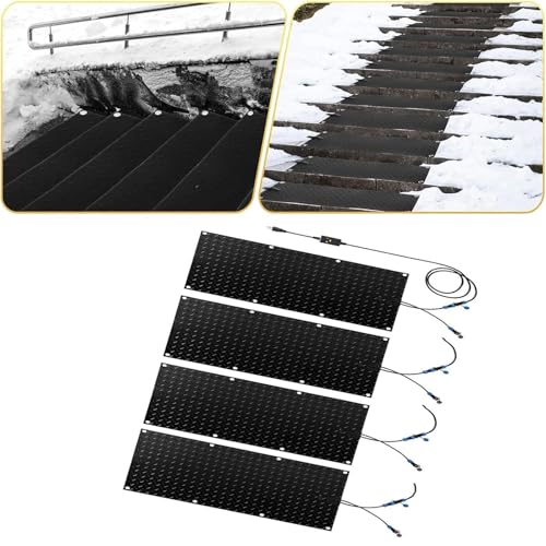 Schneeschmelzmatten for Einfahrten und Treppen im Außenbereich – Effiziente Eis- und Schneeschmelzmatte mit Netzkabel for den Winter(40x60cmx4Pcs) von PRPRP
