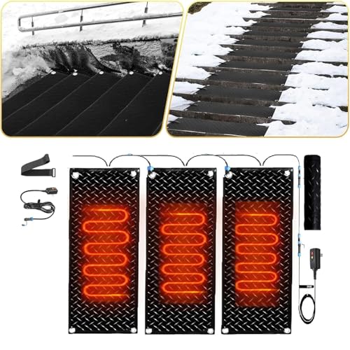 Schneeschmelzmatten for Einfahrten und Treppen im Außenbereich – Rutschfeste Winter-Schneeräummatten for Türen und Stufen(40x60cmx3Pcs) von PRPRP