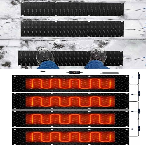 Schneeschmelzmatten for Eingänge – Elektrische Fußmatte mit Netzkabel for Außentreppen, Türen und Gehwege(25.4x90cmx4Pcs) von PRPRP