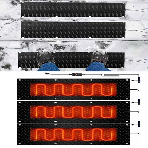 Schneeschmelzmatten for Eingänge – Elektrische Fußmatte mit Netzkabel for Außentreppen, Türen und Gehwege(30x120cmx3Pcs) von PRPRP