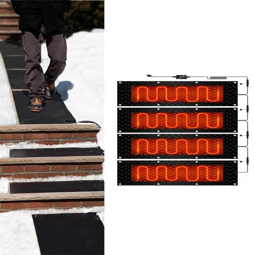 Schneeschmelzmatten for den Außenbereich – Anti-Rutsch-Gummimatten for Treppen, Gehwege und Eingänge – Effizientes Schmelzen von Schnee und Eis(40x60cmx4Pcs) von PRPRP