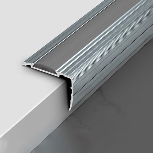 Wasserdichter Treppenkantenschutz aus Aluminium for den Innenbereich – rutschfester Zierstreifen for Villa, Hotel, Apartment (1 Stück)(Gray,120cm) von PRPRP