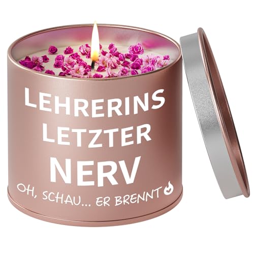 PRSTENLY Danke Lehrerin Geschenk, Kerze aus Metall Mit Spruch Geschenk Für Lehrerin zum Grundschule Weihnachten, Abschiedsgeschenk Lehreri, Lehrerins Letzter Nerv von PRSTENLY