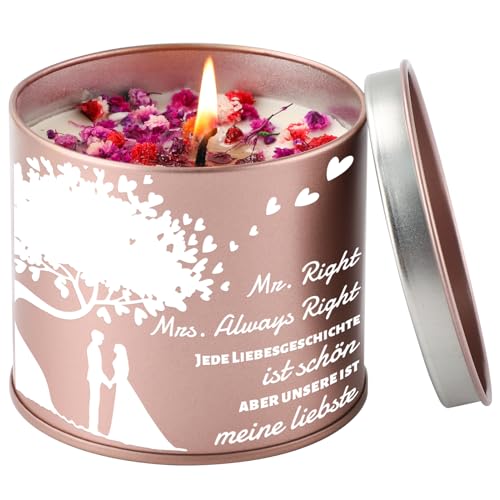 PRSTENLY Hochzeitsgeschenke für Brautpaar, 9OZ Kerze aus Metall Mit Spruch Hochzeit Geschenk für Paar Couple, Kleine Hochzeitsgeschenk Verlobungsgeschenk für Beide von PRSTENLY