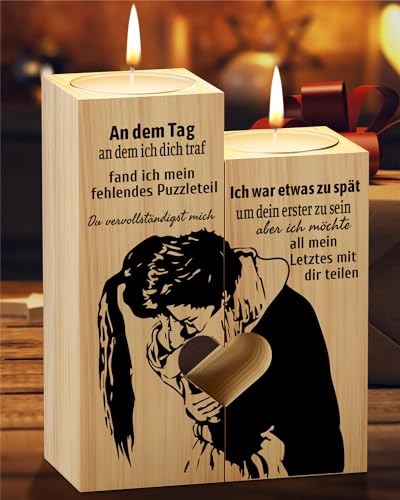 PRSTENLY Jahrestag Geschenk für Ihn Sie, Kerzenständer mit Ich Liebe Dich Geschenke für Männer Frauen, Hochzeitstag Paare Frau Ehefrau, Partner Geschenke von PRSTENLY