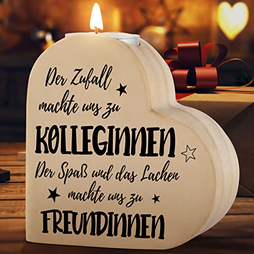 PRSTENLY Kollegin Herzform Kerzenständer: Kolleginnen & Freundinnen Spruch, Kleine Geschenke für Arbeitskollegin zum Geburtstag Weihnachten oder Abschied, Arbeit Job Lieblingskollegin Geschenkidee von PRSTENLY