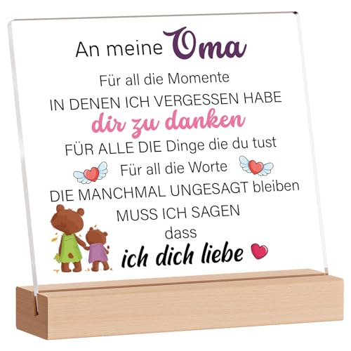 PRSTENLY Oma Geschenke für Geburtstag Mutterstag, Beste Oma Acryl Dekoration Weihnachten Geburtstagsgeschenke für Oma von Enkelkindern, Ruhestand Muttertag von PRSTENLY