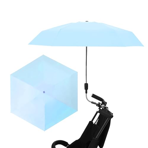PRTECY 35,4-Zoll-Strandschirm für Stuhl, Universeller Kinderwagenschirm mit Verstellbarer Klemme, Tragbarer Schattenschirm-Sonnenschirm für Strandstühle, Camping-Reisezubehör,(Blau) von PRTECY