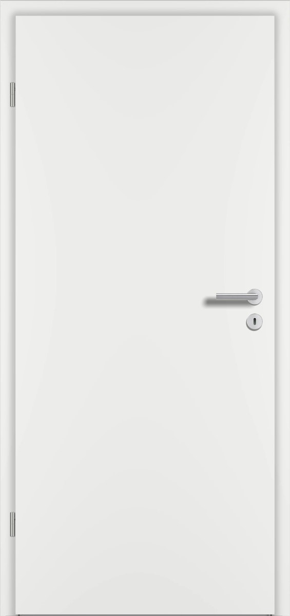 Prüm Zimmertürblatt Glatt DIN Links RAL 9016 CPL-Weißlack mit Schlüssellochbohrung 610 x 2110 mm von PRÜM-Türenwerk GmbH