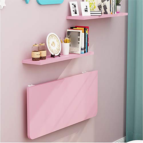 PRUJOY Multifunktionaler Wandklapptisch, schwebender Schreibtisch, mit klappbaren Regalhalterungen aus Metall und mit Zubehör, (Pink 100 * 40cm/39.4 * 15.7in) von PRUJOY