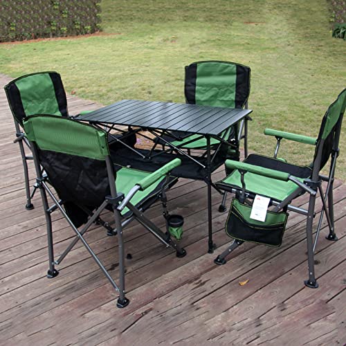 PRUJOY Outdoor Tragbarer Klapptisch und Stuhl Strandkorb Kombination Set Stuhl Camping Selbstfahren Angeln Freizeit Stuhl (Grün) von PRUJOY