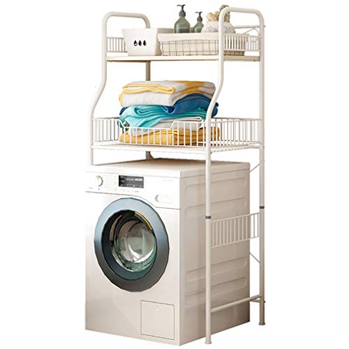 PRUJOY Waschmaschinen-Aufbewahrungsrahmen für über der Toilette, Trommelwaschbecken-Regal, bodenstehendes Metall-Badezimmerregal für Shampoo von PRUJOY