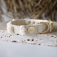 Getuftetes Hundehalsband Nomad Cream Aus 100% Baumwolle - Boho Style von PRUNKHUND