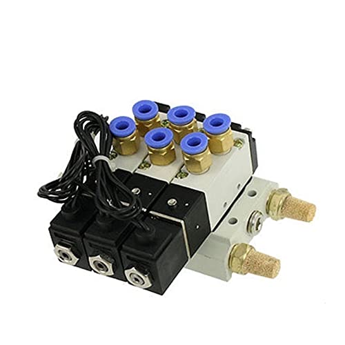 DC 12V 24V Dreifaches pneumatisches Magnetventil 4V110-06 Schalldämpfer 4mm 6mm 8mm 10mm 12mm Schnellmontage-Basisset AC 110V 220V 4V110 06 1Set(10mm Fittings,DC12V) von PRXFRWOW