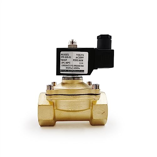 Normalerweise geschlossenes elektrisches Magnetventil aus Messing DN15 DN20 12 V/24 V/220 V/110 V for Wasser, Öl, Luft, 1 Stück(DC12V,DN32) von PRXFRWOW