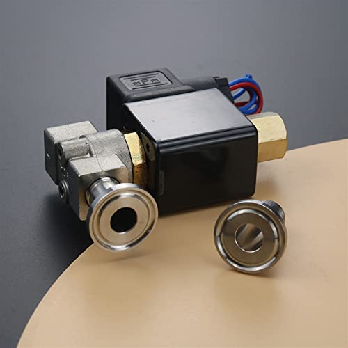 Normalerweise offenes SS 304 Edelstahl-Magnetventil 2-Wege-Öl-Säure-Rohrverschraubungsrohr DSJ-M, YDF-LOK, LOK AC220V DC12V 1 Stück(With 1Clamp,AC220V) von PRXFRWOW