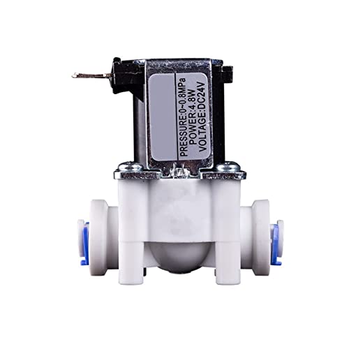 PRXFRWOW Elektrisches Kunststoff-Magnetventil 12 V, 24 V, 220 V, NO/NC, 1/4 Zoll; 3/8 Zoll; Schlauchleitung Schnellanschluss Wasser Umkehrosmoseanlage 1Stk(24V-Normally Open,6.5mm OD) von PRXFRWOW