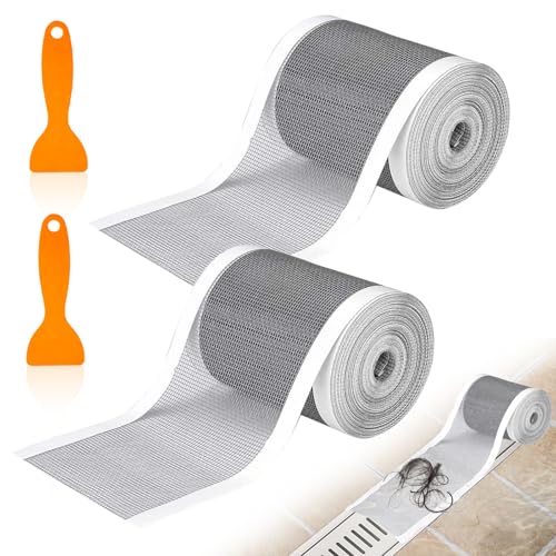 2 Stück Abfluss Haarfänger Einweg 10 cmx10 m Duschabfluss Mesh Aufkleber, Abflusssieb Dusche, Haarfänger Dusche, Haarsieb Dusche Filter Spülsieb Aufkleber, Duschrinne Abflussfilter für Duschen Küchen von PRZRAO