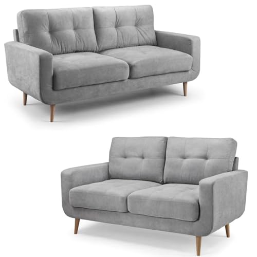 PS Global 3 + 2-Sitzer-Sofa für Wohnzimmer – weicher grauer Stoff gepolsterte Couch | Einrichtung inklusive | gebaut für die Ewigkeit von PS Global