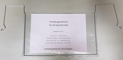 25x A5 Drahtbügeltasche (ohne Klappe), passend für A5 Querformat geeignet für z.B. Gitterboxen, Regale und Paletten von PS-Handelshaus