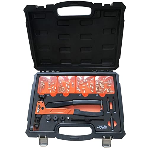 SP TOOLS SP69011 - Set Blindnietzange M3 bis M6 - Set Blindnietmuttern, 4x Stifte, 4x Düsen, 1x Schlüssel, 80 Muttern - Kfz-Werkzeug - Blindnietzangen - Professional Quality von SP Tools