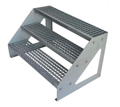 PSB STAHL AUF MASS Gitterroststufe Treppenstufe Trittstufen Metalltreppe schweißpress feuerverzinkt 270mm Treppe SET Tiefe (1200x270mm) von PSB STAHL AUF MASS