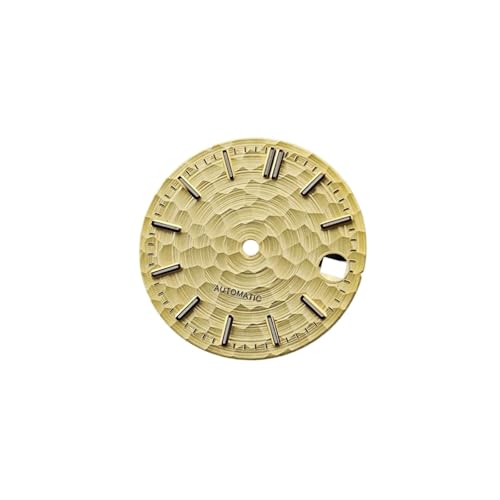 PSDFJAD ZHGUIMING 28,5 mm Uhrenzifferblatt NH35, Zifferblatt mit wabenförmiger strukturierter Oberfläche, grün leuchtende Zifferblätter, Uhrenzubehör for das NH35-Uhrwerk(Gold) von PSDFJAD
