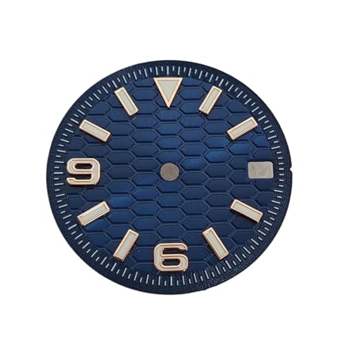 PSDFJAD ZHGUIMING 28,5 mm Zifferblatt und Uhrzeiger, goldenes Nagelskalen-Zifferblatt, grün leuchtende Uhrenersatzteile for das NH35-Uhrwerk(Blue Gold Nail) von PSDFJAD