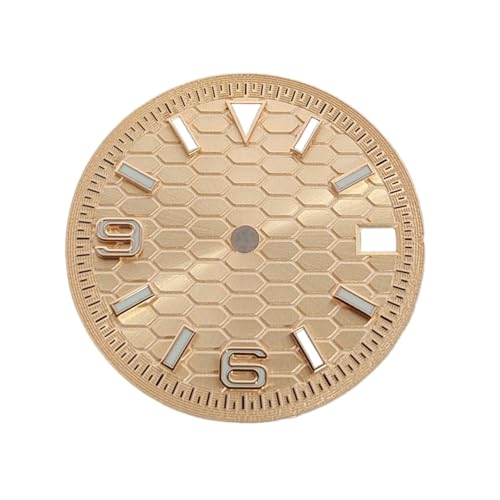 PSDFJAD ZHGUIMING 28,5 mm Zifferblatt und Uhrzeiger, goldenes Nagelskalen-Zifferblatt, grün leuchtende Uhrenersatzteile for das NH35-Uhrwerk(Gold Gold Nail) von PSDFJAD