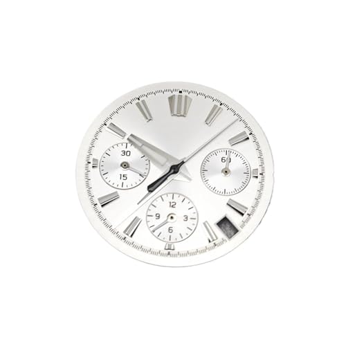 PSDFJAD ZHGUIMING 29,5 mm Zifferblatt VK63 Zifferblatt mit eisblauem Glow in The Dark BGW9 Effekt VK63 Quarzzeigerwerk Zubehör Zifferblatt Fußnagel 3.0(White dial and Hands) von PSDFJAD
