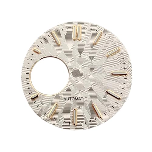 PSDFJAD ZHGUIMING NH38-Zifferblatt, 28,5 mm, geometrische Formen, Textur, Zifferblätter, grün Leuchtend, Uhrenzubehör for NH38-Uhrwerk(White Gold Scale) von PSDFJAD