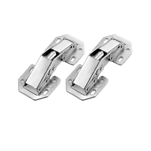 ZHGUIMING 10/2 Stück Edelstahl-Schrankscharniere, 90 Grad, ohne Bohren, for Schranktüren, Pufferscharniere for Möbelbeschläge in der Küche zu Hause(2PCS) von PSDFJAD